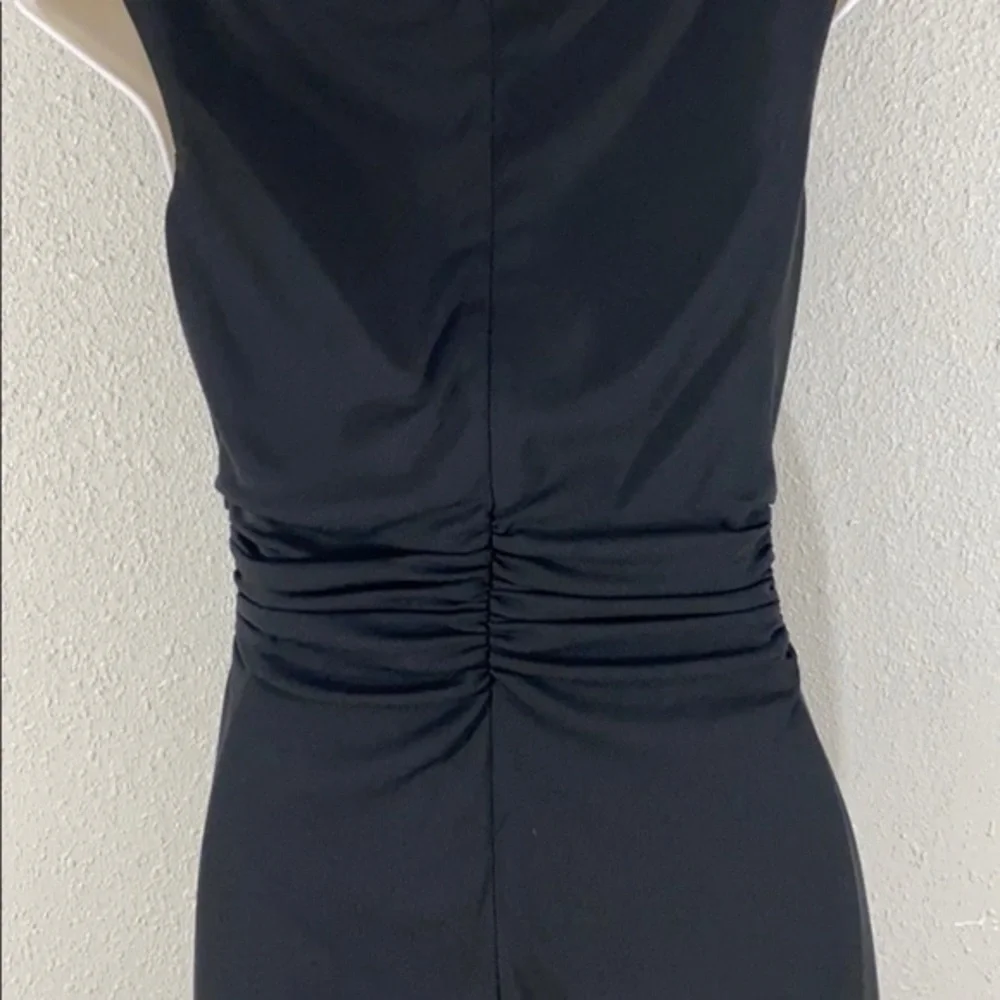 David Meister black drape neck cocktail dress V27